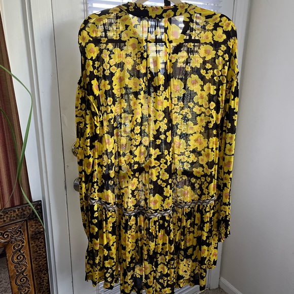 FREE PEOPLE NWT AUTHENTIC BLACK & YELLOW FLORAL TUNIC/DRESS - Picture 1 of 17